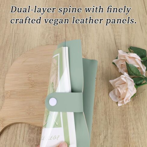 Koqye A5 Refillable Planner Binder Notebook 8 Ring, Green Faux Leather Clear Cover with 20-Hole 60 Sheets Lined Paper, Aesthetic Loose Leaf Binder for Budget, Journal in Kuwait