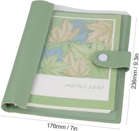 Koqye A5 Refillable Planner Binder Notebook 8 Ring, Green Faux Leather Clear Cover with 20-Hole 60 Sheets Lined Paper, Aesthetic Loose Leaf Binder for Budget, Journal in Kuwait