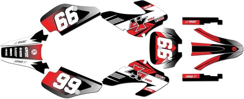 Graphics kit for Honda XR70 (2001-2003) Turbo Series Red 9 Mil - Dirt bike Custom Racing Graphics Decals Stickers Kit, no-plastics in Kuwait
