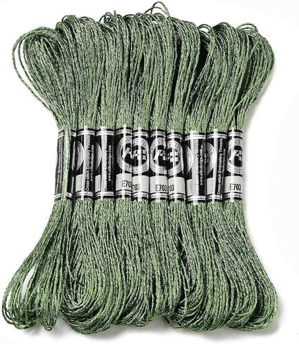 10 Skeins 0.8mm Metallic Polyester Embroidery Floss 12-Ply Glitter Cross Stitch Threads Friendship Bracelets Braided Crafts String Crafts 8.75 Yards(8m)/Skein (Purple) in Saudi Arabia