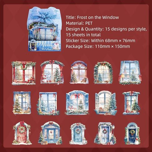 1 Pack Christmas Theme PET Decorative Stickers for Journaling,Scrapbooking,DIY,Including 15 Unique Patterns in Saudi Arabia