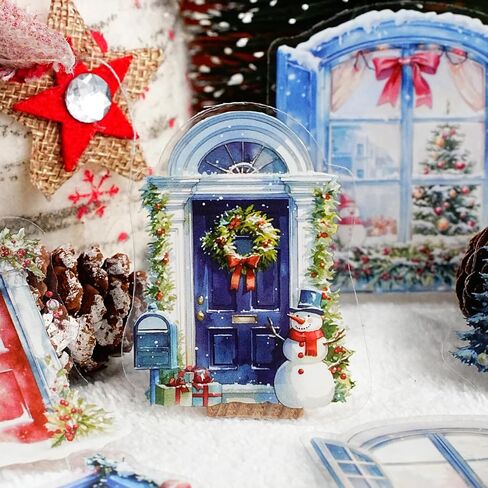 1 Pack Christmas Theme PET Decorative Stickers for Journaling,Scrapbooking,DIY,Including 15 Unique Patterns in Saudi Arabia
