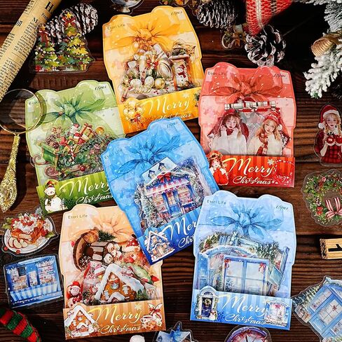 1 Pack Christmas Theme PET Decorative Stickers for Journaling,Scrapbooking,DIY,Including 15 Unique Patterns in Saudi Arabia