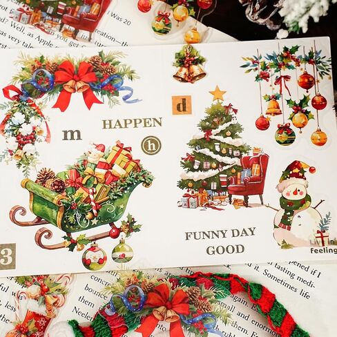 1 Pack Christmas Theme PET Decorative Stickers for Journaling,Scrapbooking,DIY,Including 15 Unique Patterns in Saudi Arabia