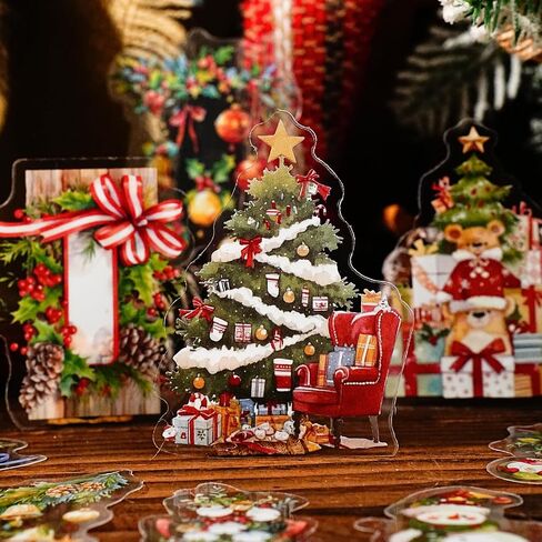 1 Pack Christmas Theme PET Decorative Stickers for Journaling,Scrapbooking,DIY,Including 15 Unique Patterns in Saudi Arabia