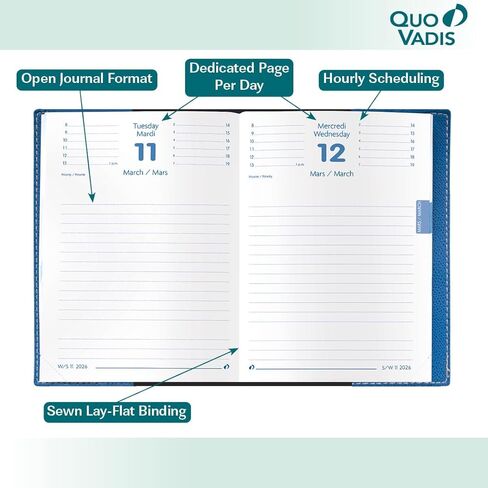 Quo Vadis 2026 Refill for Notor - Daily Planner - Bi-Lingual (EN/FR) - 12 Months, Jan. to Dec. - 4 3/4 x 6 3/4" - Time Management Organizer and Appointment Journal in Saudi Arabia