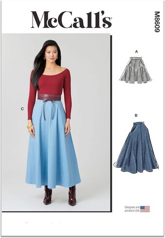 حزمة أنماط خياطة التنورة الواسعة سهلة الصنع من McCall's M8609H5، رمز التصميم M8609، الأحجام 6-8-10-12-14 in Saudi Arabia