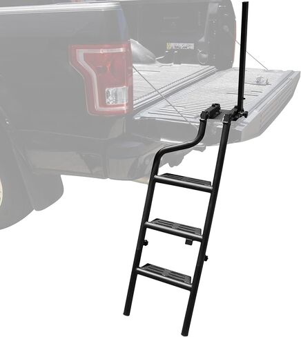 Universal Tailgate Ladder for Pickup, 42" Heavy Duty Foldable Rotatable Pickup Truck Bed Tailgate Ladder with Handrail Non-Slip Wide Pedal Pickup Truck Step (F150/Raptor/Ranger/Tacoma/Ram1500) in Saudi Arabia
