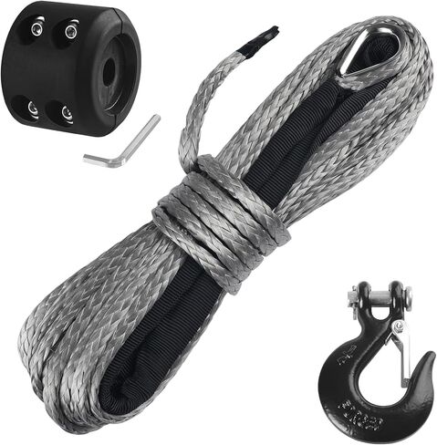 Ucreative 1/4 Inch x 50 Feet Synthetic Winch Rope 10,000LBs Line Cable with Upgraded Hook and Stopper for ATV UTV in Saudi Arabia