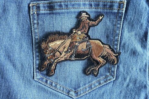 Cowboy on Bucking Horse Patches - Embroidered - Sew or Iron on Patch for Clothing in Kuwait