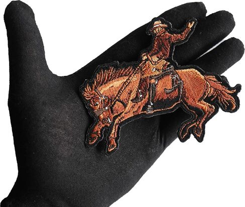 Cowboy on Bucking Horse Patches - Embroidered - Sew or Iron on Patch for Clothing in Kuwait