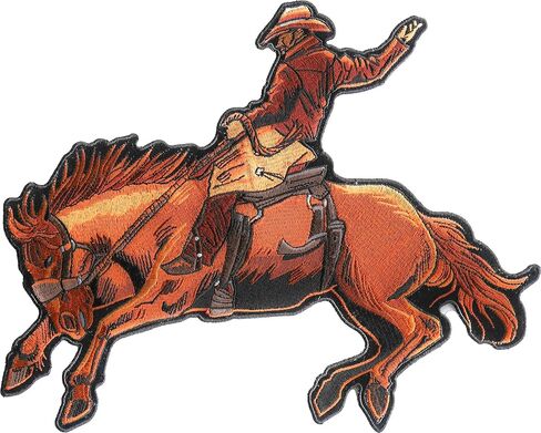 Cowboy on Bucking Horse Patches - Embroidered - Sew or Iron on Patch for Clothing in Kuwait