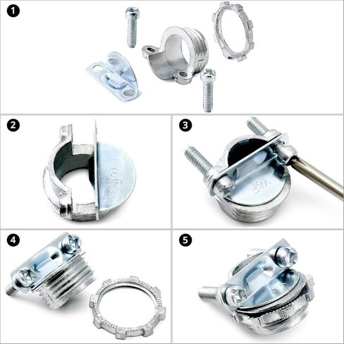 QWORK Cable Connector, 16 Pieces 1/2" Clamp Type Cable Connectors, Steel Connector for Metallic Conduit Protect Cables in Saudi Arabia