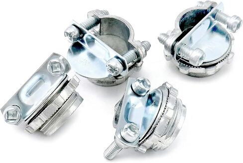 QWORK Cable Connector, 16 Pieces 1/2" Clamp Type Cable Connectors, Steel Connector for Metallic Conduit Protect Cables in Saudi Arabia