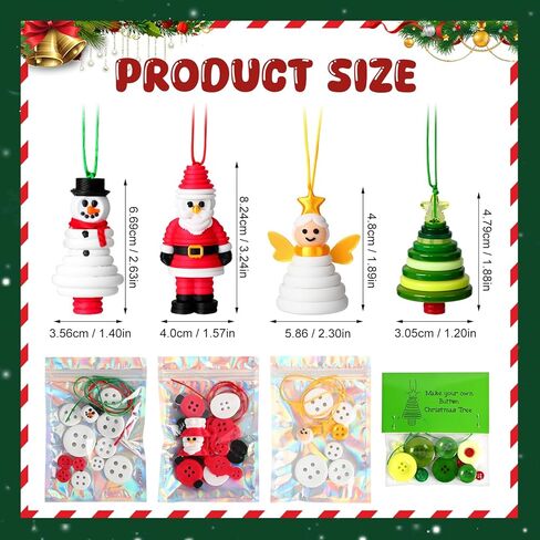 DIY Christmas Button Ornament Making Set, Christmas Buttons for Crafts–Fun Holiday Decorations Set, DIY Craft Buttons Kit with Santa/Angel, Gifts for Xmas Tree Hanging Decorations (Angel) in Saudi Arabia