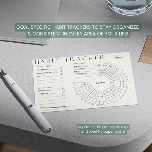 Habit Tracker Set | Reusable Dry Erase | Vision & Goal Planner with Monthly, Weekly, Daily Trackers | Undated, Reusable & Sustainable | Sticks to Mirrors, Fridges, Desks | The VOID Planners in Saudi Arabia