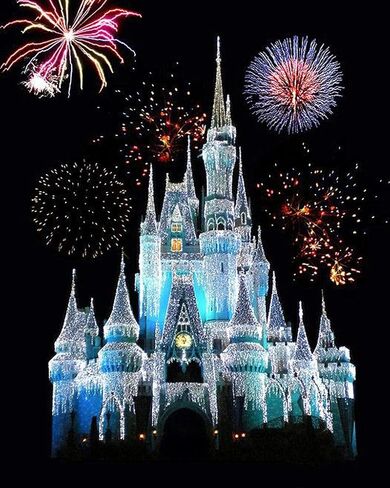 SUKIMI 5D DIY Diamond Art Painting Castle 16x20 بوصة حفر دائري حجر الراين مطرز لتزيين الجدران in Kuwait