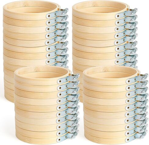 Caydo 48 Pieces 4 Inch Embroidery Hoop Bulk Small Embroidery Hoop Wood Circle Cross Stitch Hoop for Christmas Ornaments, Sewing Craft, Home Decoration in Saudi Arabia