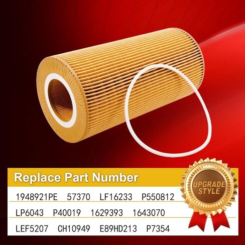 1948921PE فلتر الزيت استبدال 57370 LF16233 P550812 LP6043 P40019 1629393 1643070 LEF5207 CH10949 E89HD213 P7354 HU12103X متوافق مع Paccar MX11 MX13 EPA13 Peterbilt DAF Kenworth شاحنة (حزمة من 4) in Saudi Arabia
