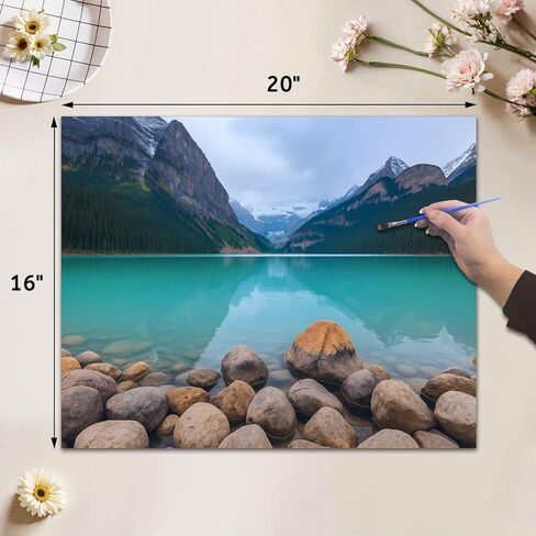 VETEB Paint by Numbers Kit for Adults Beginner Lake Louise Banff National Park DIY Painting on Canvas by Numbers Acrylic Oil Painting for Home Decor Gifts 16"x20" in Kuwait