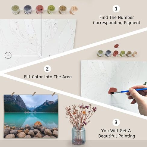 VETEB Paint by Numbers Kit for Adults Beginner Lake Louise Banff National Park DIY Painting on Canvas by Numbers Acrylic Oil Painting for Home Decor Gifts 16"x20" in Kuwait
