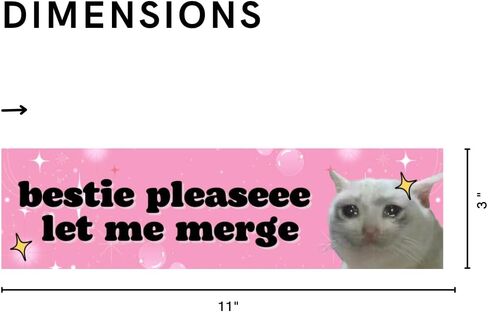 ملصق Bestie Please Let Me Merge Bumper - ملصق سيارة مضحك يبكي القطة - ملصق فينيل وردي جمالي لطيف للسيارات وأجهزة الكمبيوتر المحمولة والنوافذ والمرايا - مقاوم للماء ومقاوم للحرارة وقابل للإزالة in Kuwait