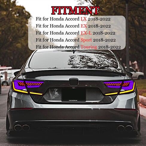 Tail Lights for Honda Accord 2018-2022 Taillights Rear Lamp for Accord LX Sport EX EX-L Touring Hybrid 10th Gen Starry Sky Colorful DRL Brake Reverse Turn Signal Lighting Replacement in Saudi Arabia