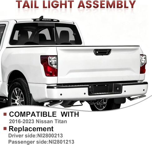 Left Tail lights W/Clear Lens Assembly Compatible with 2016-2023 Nissan Titan OE Style Rear Light Taillights Replacement for NI2800213 in Saudi Arabia