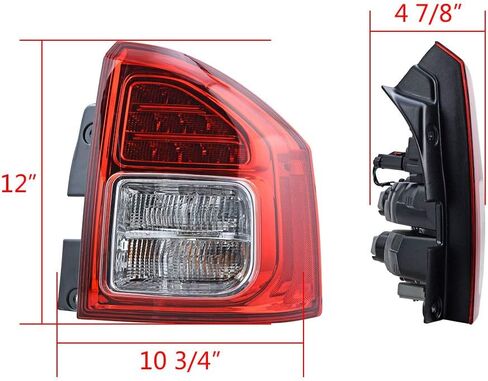 متوافق مع 2011 2012 2013 2014 Jeep Compass الجانب الأيمن للراكب عدسة شفافة وحمراء مع ضوء خلفي لمبة in Saudi Arabia