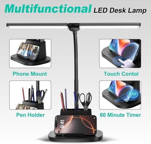 مصباح مكتب LED مع مشبك، مصباح مكتب مهندس معماري للمكتب المنزلي مع جهاز تحكم عن بعد، ضوء مكتب فائق السطوع 24 وات مع تعتيم بدون خطوات ودرجة حرارة اللون بدون خطوات، وظيفة الذاكرة للدراسة ومنضدة العمل in Kuwait