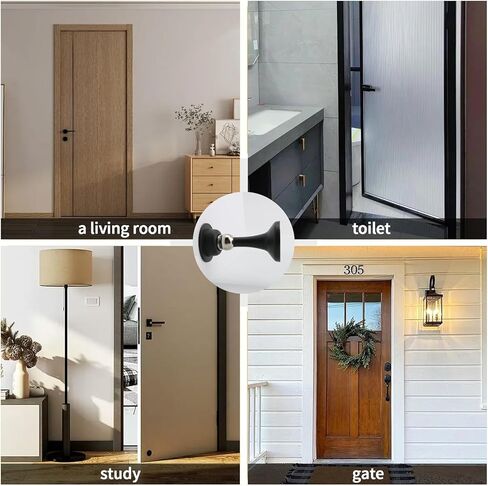 Magnetic Door Stoppers,Stainless Steel Door Stops for Wall and Floor Mounting,Door Holder Keep Door Open,No Drilling Door Stop with Adhesive Tapes,Black in Saudi Arabia