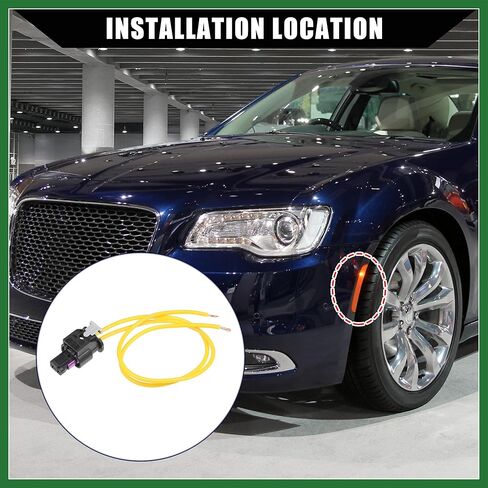 Motoforti Car Side Marker Pigtail Connector Harness for Chrysler 300 2015-2022 / Front Rear Side Marker Light Bulb Cable/Durable Plastic / 2 Pcs Black Yellow Long-lasting in Saudi Arabia