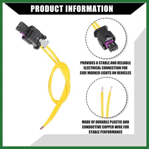 Motoforti Car Side Marker Pigtail Connector Harness for Chrysler 300 2015-2022 / Front Rear Side Marker Light Bulb Cable/Durable Plastic / 2 Pcs Black Yellow Long-lasting in Saudi Arabia