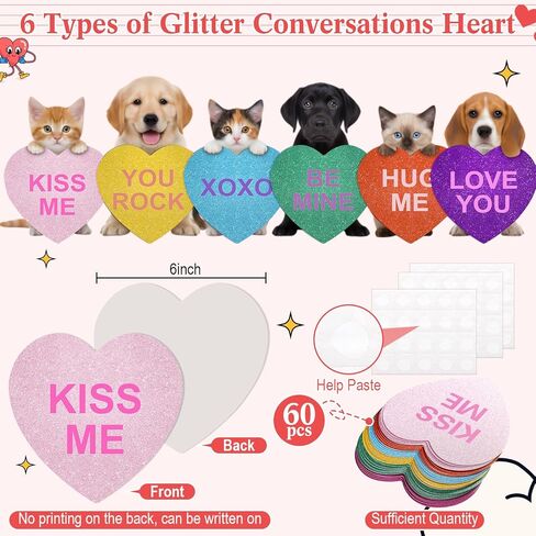 Fuutreo 60 Pcs Valentine's Day Glitter Heart Cutouts Paper Large 6 Inch Heart Shaped Conversation Cutouts Assorted Color Paper DIY Crafts for Bulletin Board Wedding Party Supplies (Pink Gradient) in Saudi Arabia