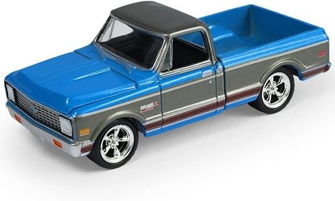 نموذج سيارة Diecast متوافق مع Greenlight 1:64 1972 Chevy Cheyenne C10 سرير قصير باللون الأزرق والرمادي، شاحنة موديل إصدار محدود 30567 in Saudi Arabia