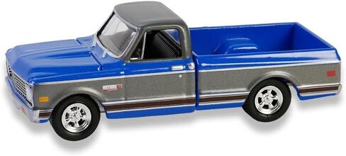 نموذج سيارة Diecast متوافق مع Greenlight 1:64 1972 Chevy Cheyenne C10 سرير قصير باللون الأزرق والرمادي، شاحنة موديل إصدار محدود 30567 in Saudi Arabia