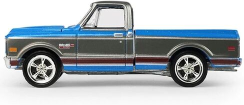 نموذج سيارة Diecast متوافق مع Greenlight 1:64 1972 Chevy Cheyenne C10 سرير قصير باللون الأزرق والرمادي، شاحنة موديل إصدار محدود 30567 in Saudi Arabia
