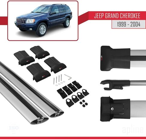 Compatible with Jeep Grand Cherokee 2 (WJ) 1999-2004 Fly Model Car Roof Rack Cross Bar Grey Aluminium 2 Bars in Saudi Arabia