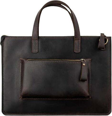 Handmade Genuine Leather Laptop Bag – Slim 16-Inch Laptop Sleeve with Handle & Shoulder Strap – Stylish Lightweight Work Briefcase for Office, Travel or Daily Use in Saudi Arabia