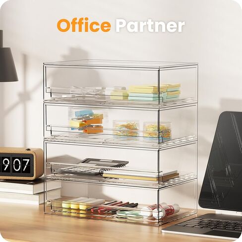 2 حزمة من أدراج التخزين الشفافة القابلة للتكديس، منظم مكياج الحمام الأكريليكي بطول 30.48 سم، صناديق تخزين بلاستيكية للزينة، المغسلة السفلية، خزائن المطبخ، حجرة المؤن، التنظيم المنزلي والتخزين in Kuwait