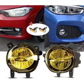 Fog Lights for BMW (F30 F32 F33 F36, 230i 320i 328d 328i 330e 330i 335i 340i 428i 430i 435i 440i, 2 3 4 Series), 2012-2020, LED Fog Lamps Replacement, 1 Pair, LED Bulbs (Yellow Lens) in Kuwait