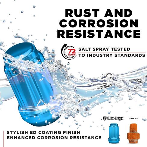 White Knight 3807MBT-20AM M12x1.50 Matte Black 6 Spline Lug Nut with Key, 20 Pack in Kuwait