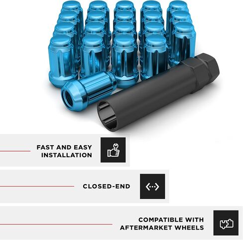 White Knight 3807MBT-20AM M12x1.50 Matte Black 6 Spline Lug Nut with Key, 20 Pack in Kuwait