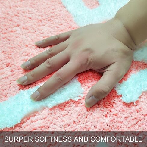 سجادة حمام لطيفة من You Look Good، سجاد حمام لطيف، سجاد مطبخ وردي، سجاد باب ناعم وماص، سجاد مرجاني مخملي رائع ومرح في الأماكن المغلقة، سجاد منزلي غير قابل للانزلاق وقابل للغسل 25 بوصة × 21 بوصة in Kuwait