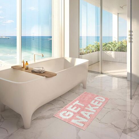 سجادة حمام لطيفة من You Look Good، سجاد حمام لطيف، سجاد مطبخ وردي، سجاد باب ناعم وماص، سجاد مرجاني مخملي رائع ومرح في الأماكن المغلقة، سجاد منزلي غير قابل للانزلاق وقابل للغسل 25 بوصة × 21 بوصة in Kuwait