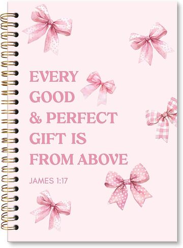 مجلة دفتر الملاحظات المسيحية الملهمة من Pink Bow، Coquette God يقول أنك دفتر ملاحظات حلزوني، دفاتر يوميات الصلاة Preppy للنساء، هدايا اللوازم المدرسية لمكتب الكتاب المقدس الوردي، 5.5x8.3 بوصة in Kuwait