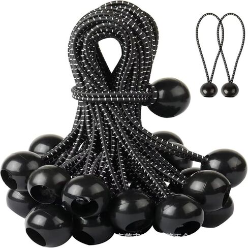 30Pcs DIY Ball Bungee Cord Kit – Customizable Length of Bungee Cords with Balls for Tarps, Tent, Cargo and Outdoor Use (50ft Cord + 50pcs Balls) (Black and White) in Saudi Arabia