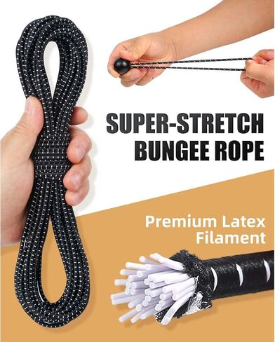 30Pcs DIY Ball Bungee Cord Kit – Customizable Length of Bungee Cords with Balls for Tarps, Tent, Cargo and Outdoor Use (50ft Cord + 50pcs Balls) (Black and White) in Saudi Arabia