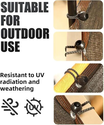 30Pcs DIY Ball Bungee Cord Kit – Customizable Length of Bungee Cords with Balls for Tarps, Tent, Cargo and Outdoor Use (50ft Cord + 50pcs Balls) (Black and White) in Saudi Arabia