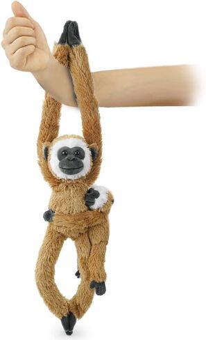 2pcs Monkey Hanging Stuffed Animal Mother with Baby Hangs Plush Toys, Hooks and Stuffed Animals with Rings for Kids, Gifts for Boys and Girls (Brown in Saudi Arabia